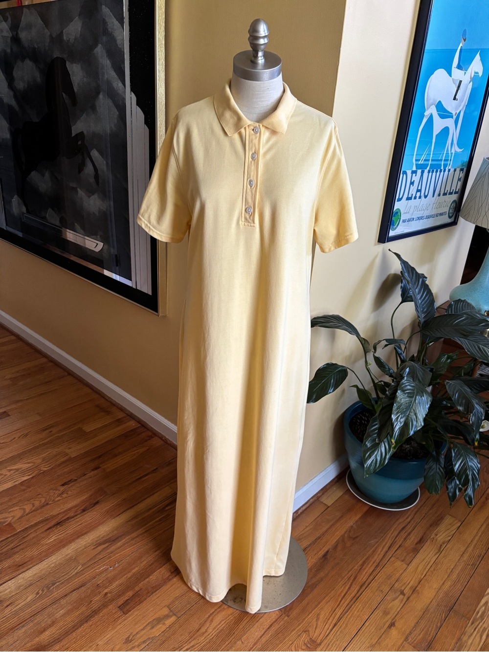 eddie bauer butter yellow polo maxi dress